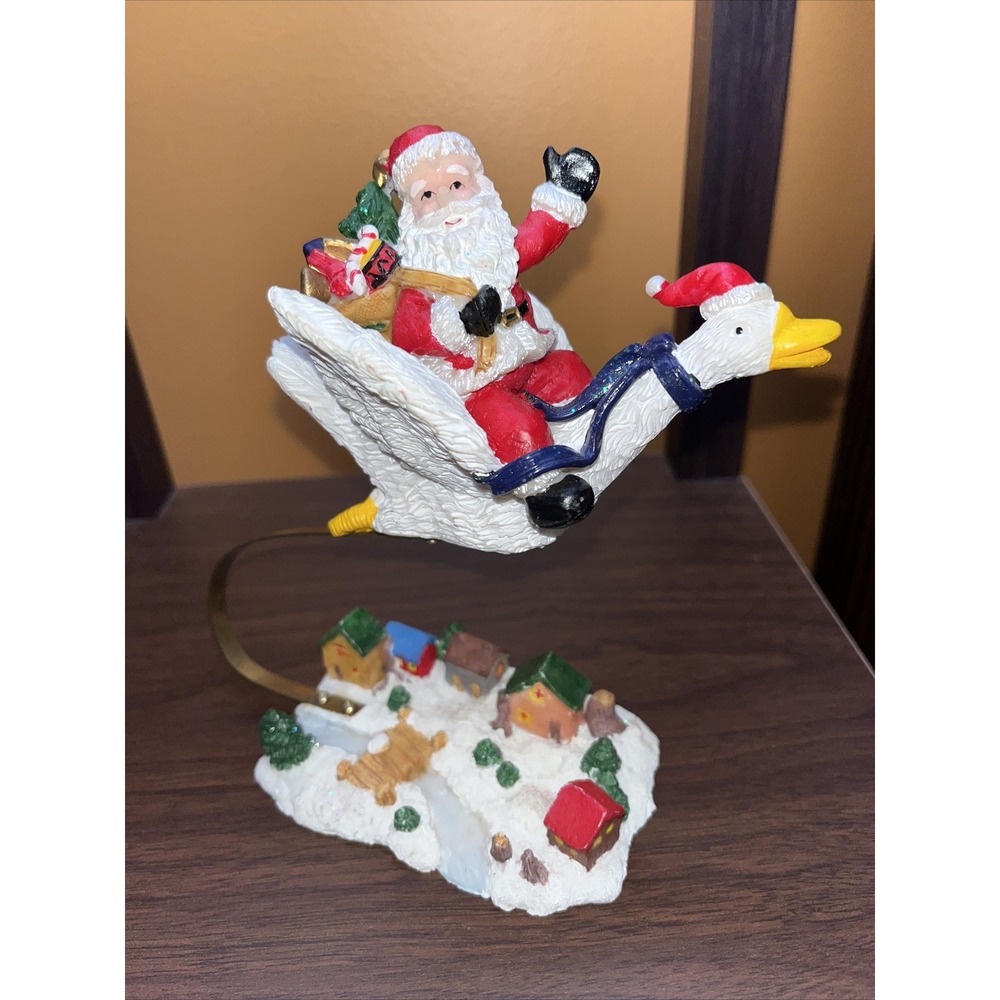 bouncing Santa riding Christmas goose home decor vintage